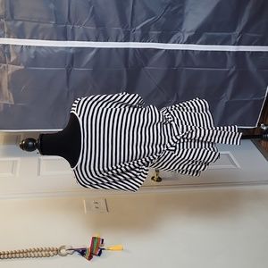 Striped Black & White Blouse w/ Waist Tie